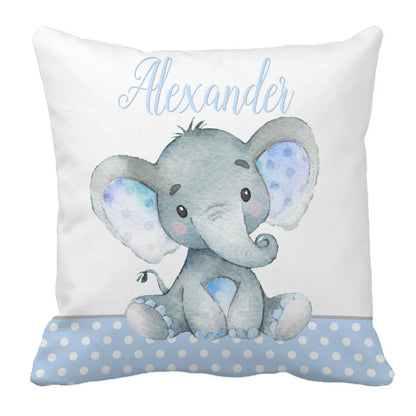 Custom Name Blue Elephant Print Baby Bedding Set
