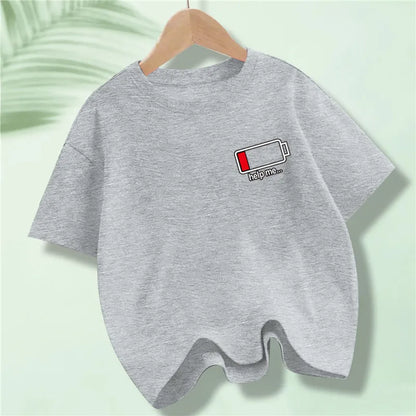 Kids 100% Full Battery Design T-shirts for Summer childrensterritory