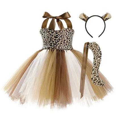 Kids Girls Little Cat Look Tutu Skirt Dresses for School Performance