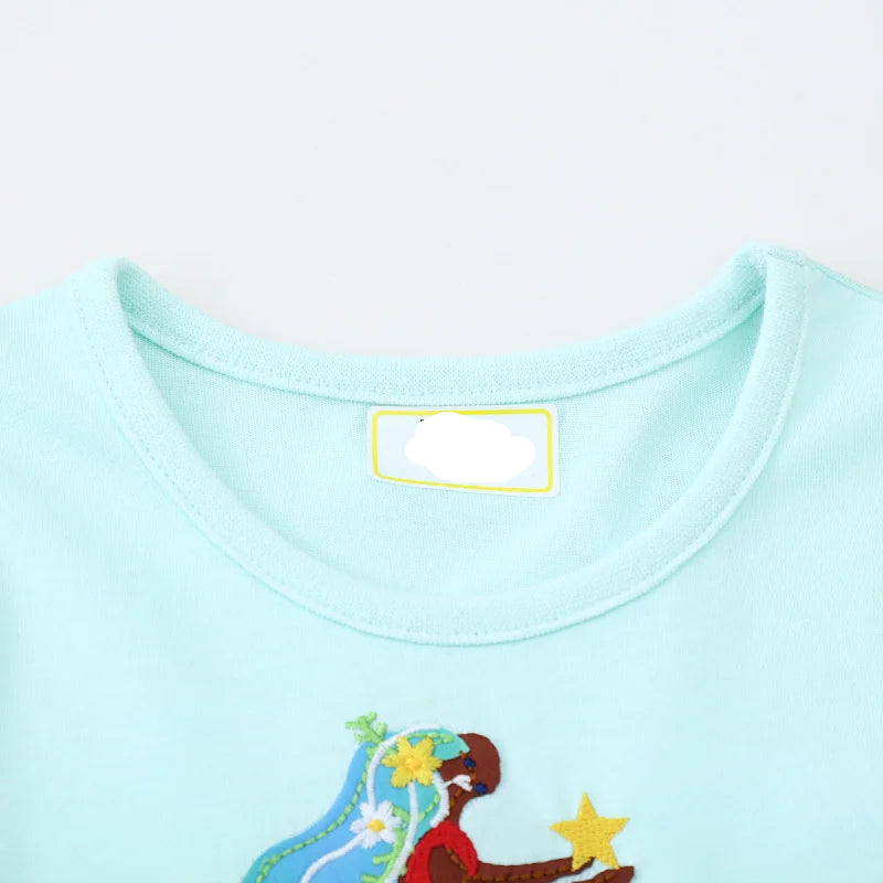Kids Girls Short Sleeve Mermaid Embroidery Birthday Party Dresses childrensterritory