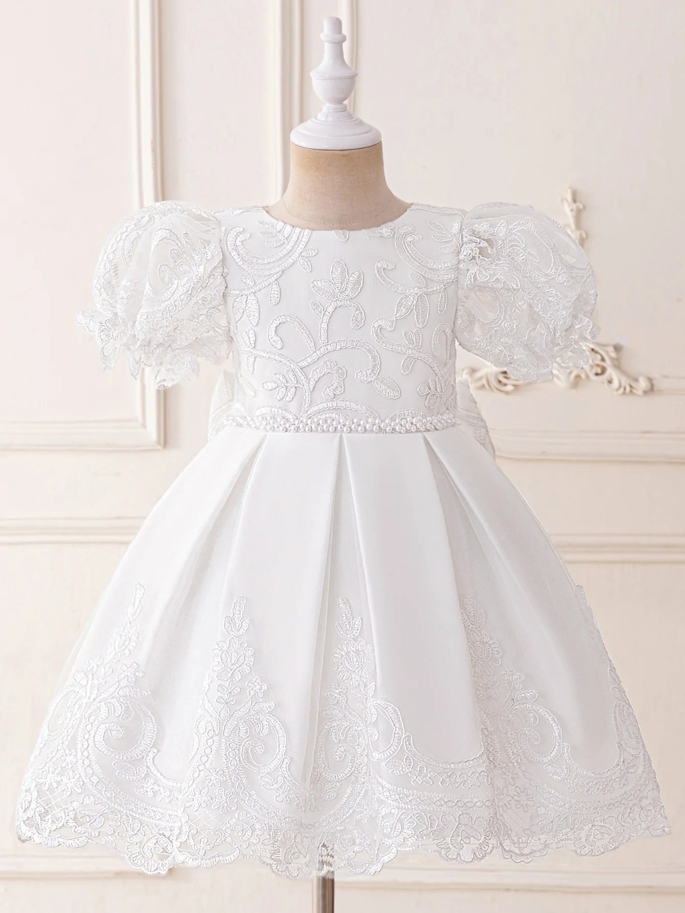 Toddler Girls' Luxury Lace Embroidery Baptism Dresses
