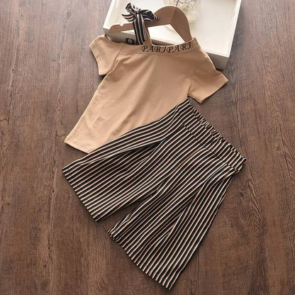 Kids Girls Summer Tops with Long Pants Clothing Sets