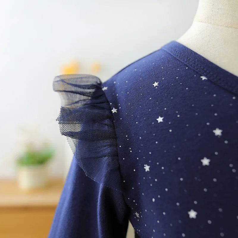 Kids Girls Long Sleeve Sequin Shiny Birthday Party Dresses
