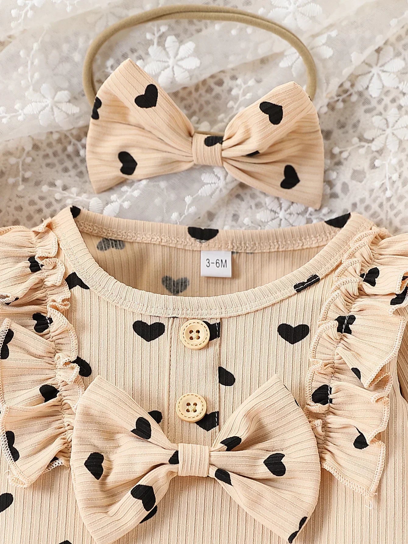 3Pcs Newborn/Toddler Girl Love Printed Long Sleeve Outfit Set
