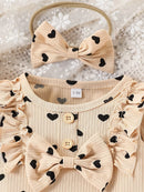 3Pcs Newborn/Toddler Girl Love Printed Long Sleeve Outfit Set