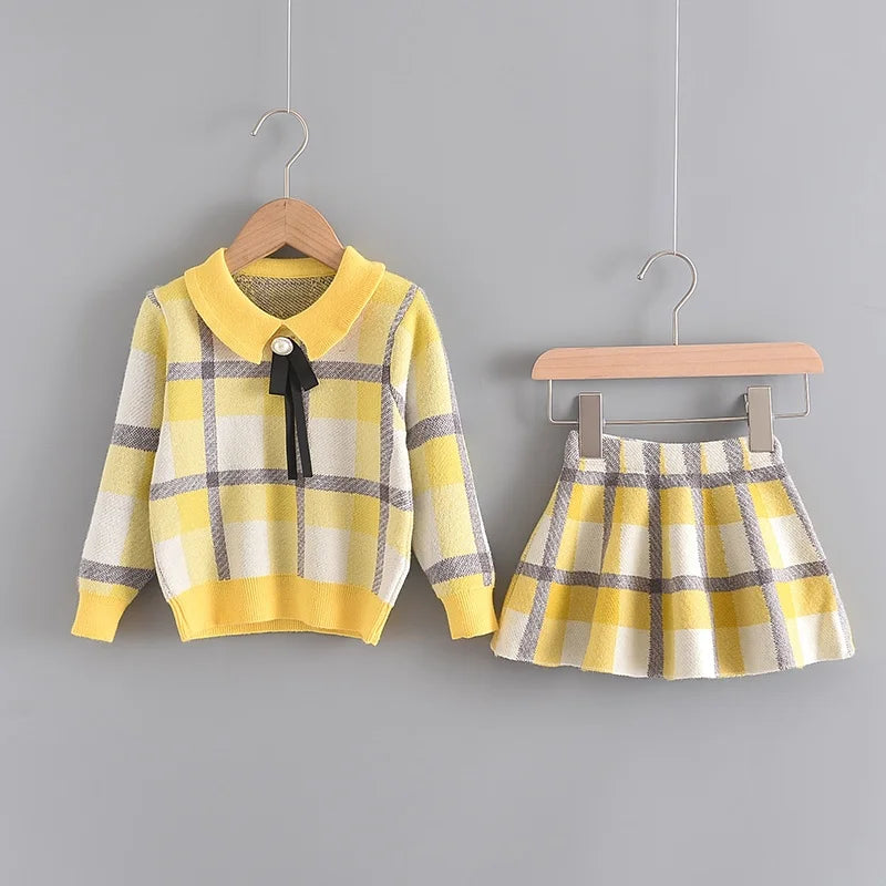Girls Collar Design Winter Casual Clothing Sets childrensterritory