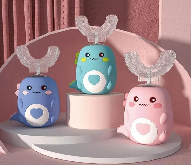 360-Degree Smart U-shaped Electric Cartoon Kids Silicone Toothbrush childrensterritory