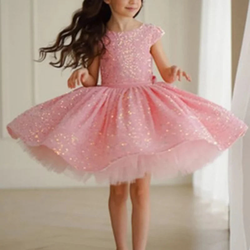 Glitter Sequin Baby/Kids Girls Puffy Formal Party Dress/Gown