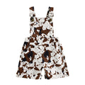 Kids Girls Printed Rolled Hem Overall Shorts with Pockets childrensterritory