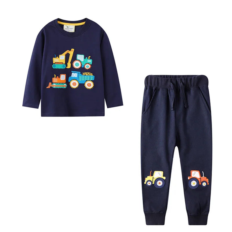 Kids Cartoon Animals and Letter Print 2 Piece Suit Sets childrensterritory