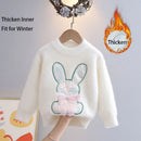 Kids Girls Cartoon Rabbit Design Fall Winter Pullover childrensterritory