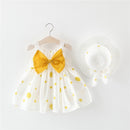 Baby Girl Floral Big Bow Designed Summer Dresses + Sunhat childrensterritory
