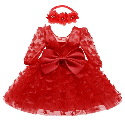 Butterfly Decorated Baby Girl Princess Birthday Dresses childrensterritory