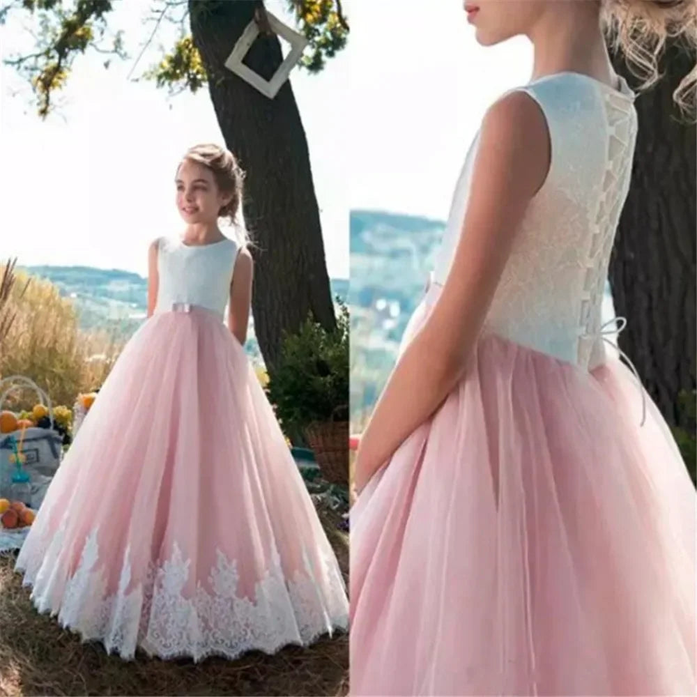 Kids Girls Vintage A-Line Corset Back Wedding/Prom Dresses
