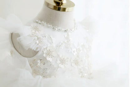 Pearl-Decorated Multilayared Baby Christening Dress childrensterritory