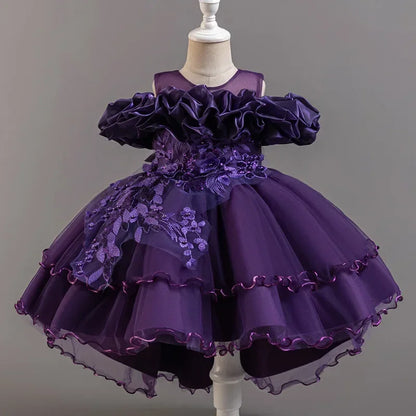 Beaded Sequined First Birthday Party Dresses for Baby Girls