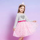 Little Girls Sequin Heart Print Elegant Birthday Party Dress childrensterritory