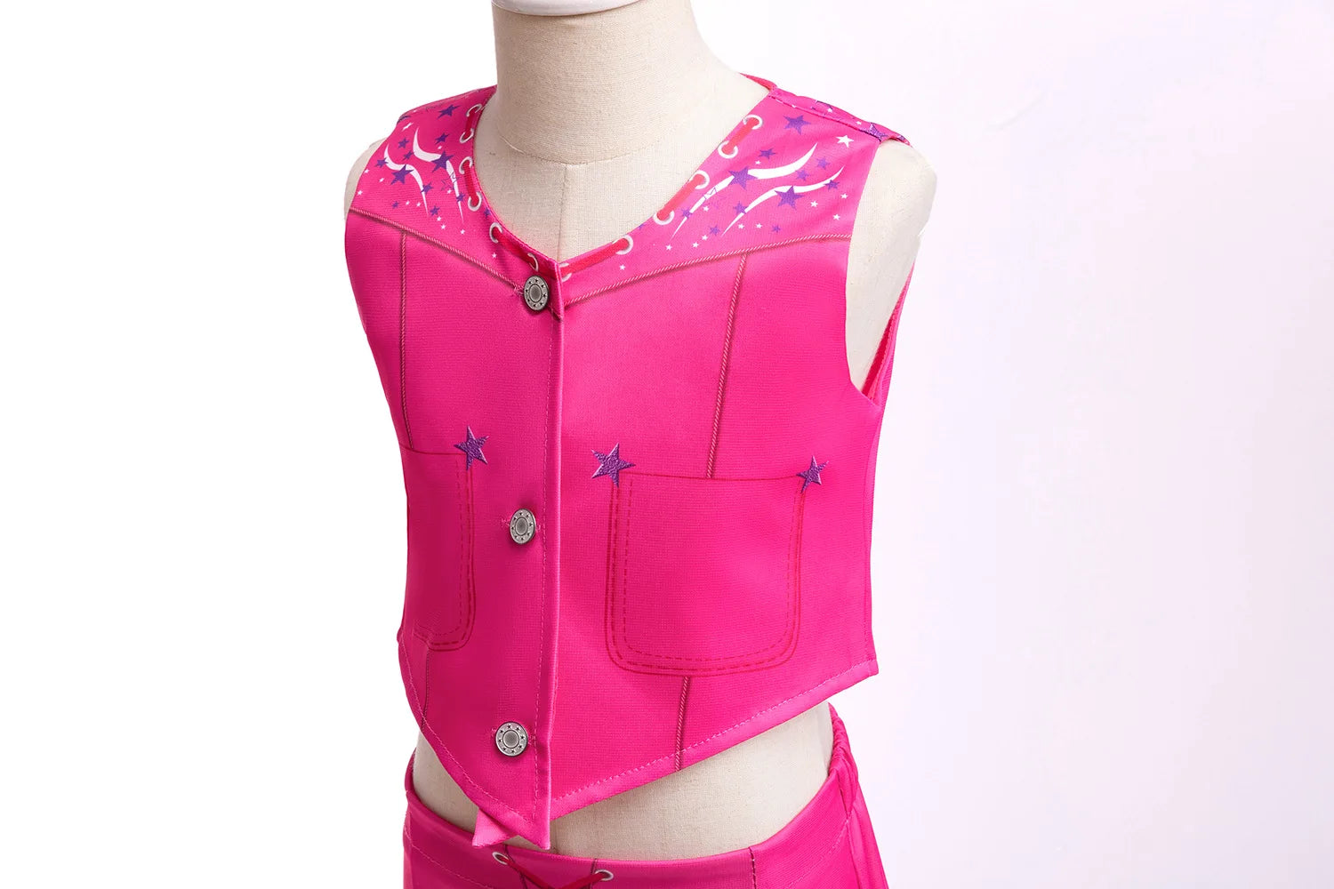 Kids Girls Starry Vest Top Pants Scarf Barbie Costume for Halloween