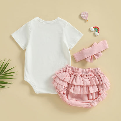 Letter Print Baby Girl 3Pcs Summer Outfit Sets childrensterritory