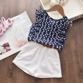 Kids Girls 2Pcs Clothing Sets/T-shirt+Print Bow Skirt