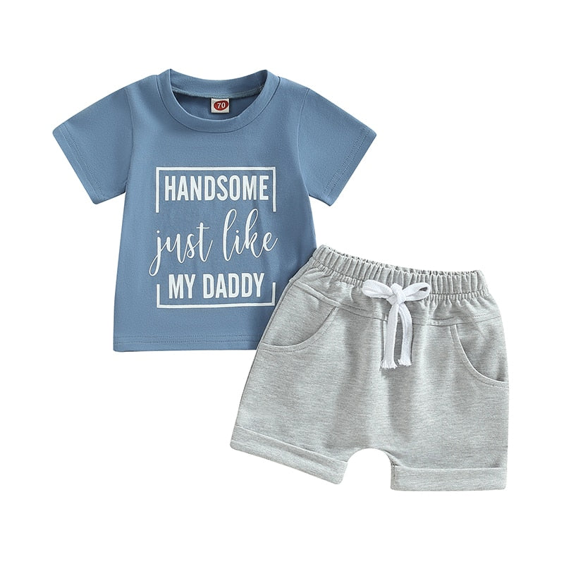Baby Boy Casual Letter Print T-Shirt and Shorts Set childrensterritory