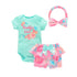 Baby Girls Cartoon Flowers Print 3pcs Clothing Set for Summer childrensterritory