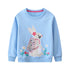 Rabbits Flowers Embroidered Little Girls Long Sleeve Sweatshirt childrensterritory