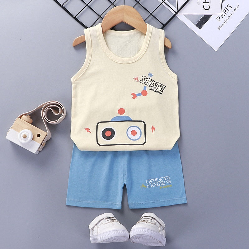 2PCS Cotton T-Shirts and Shorts Set for Toddler Boys Girls childrensterritory