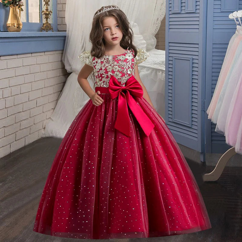 Big Bow, Gauze Lace Princess Birthday Party Dresses for Girls childrensterritory