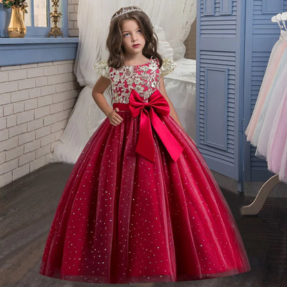 Big Bow, Gauze Lace Princess Birthday Party Dresses for Girls childrensterritory