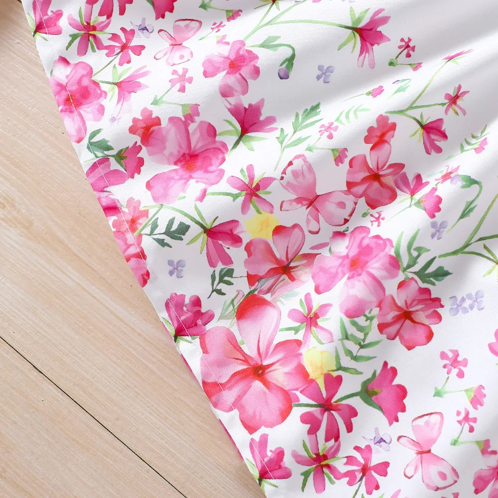 Kids Girls Floral Print Long Sleeve Coat Tank Dress childrensterritory