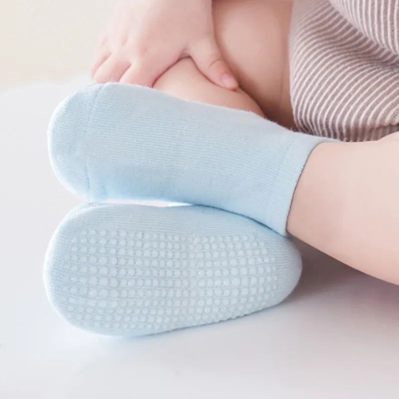 Kids Anti-Slip 6Pairs/Lot Cotton Boat Socks With Rubber Grips