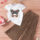 Little Girls Printed Top with Wide Leg Pants Two Piece Clothing Sets childrensterritory