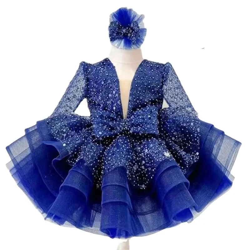 Shining V-Neck Baby/Kids Girls Communion Dresses
