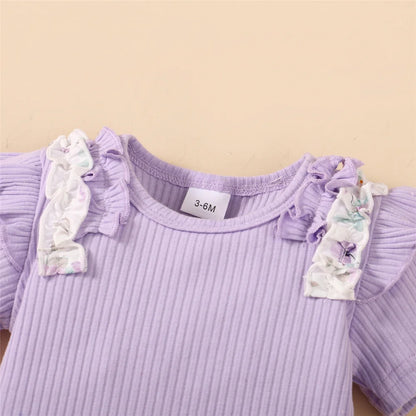 Baby Girl 3pcs Bodysuit, Printed Short, Bow Headband Clothing Set childrensterritory
