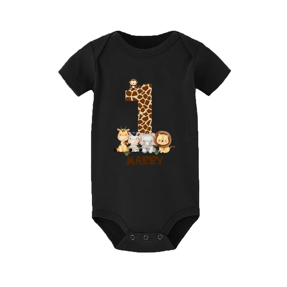 Baby Unisex First Birthday Embroidered Romper