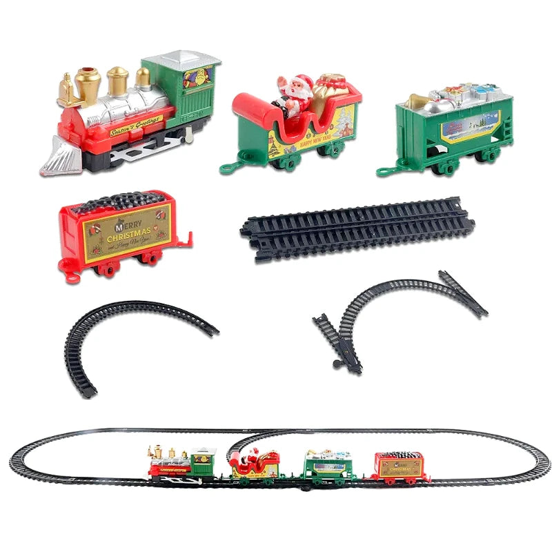 Electric Christmas Train Toy Set with Light Sound for Kids