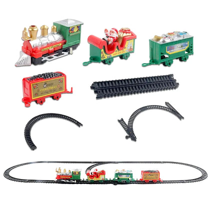 Electric Christmas Train Toy Set with Light Sound for Kids