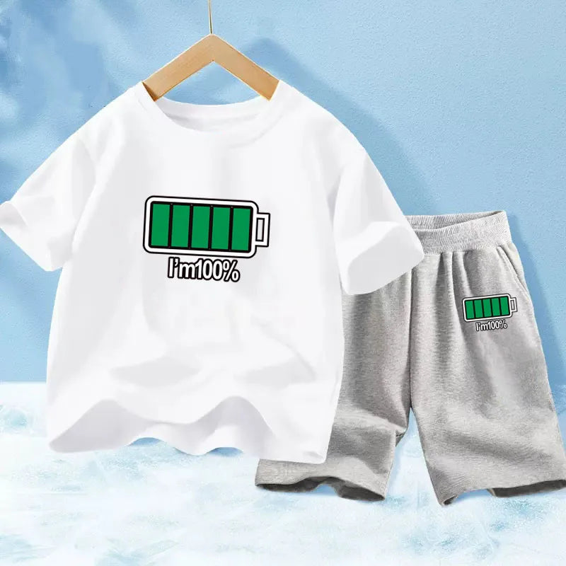 Kids Boy Funny Shark Print T-Shirts and Half Pants Set childrensterritory