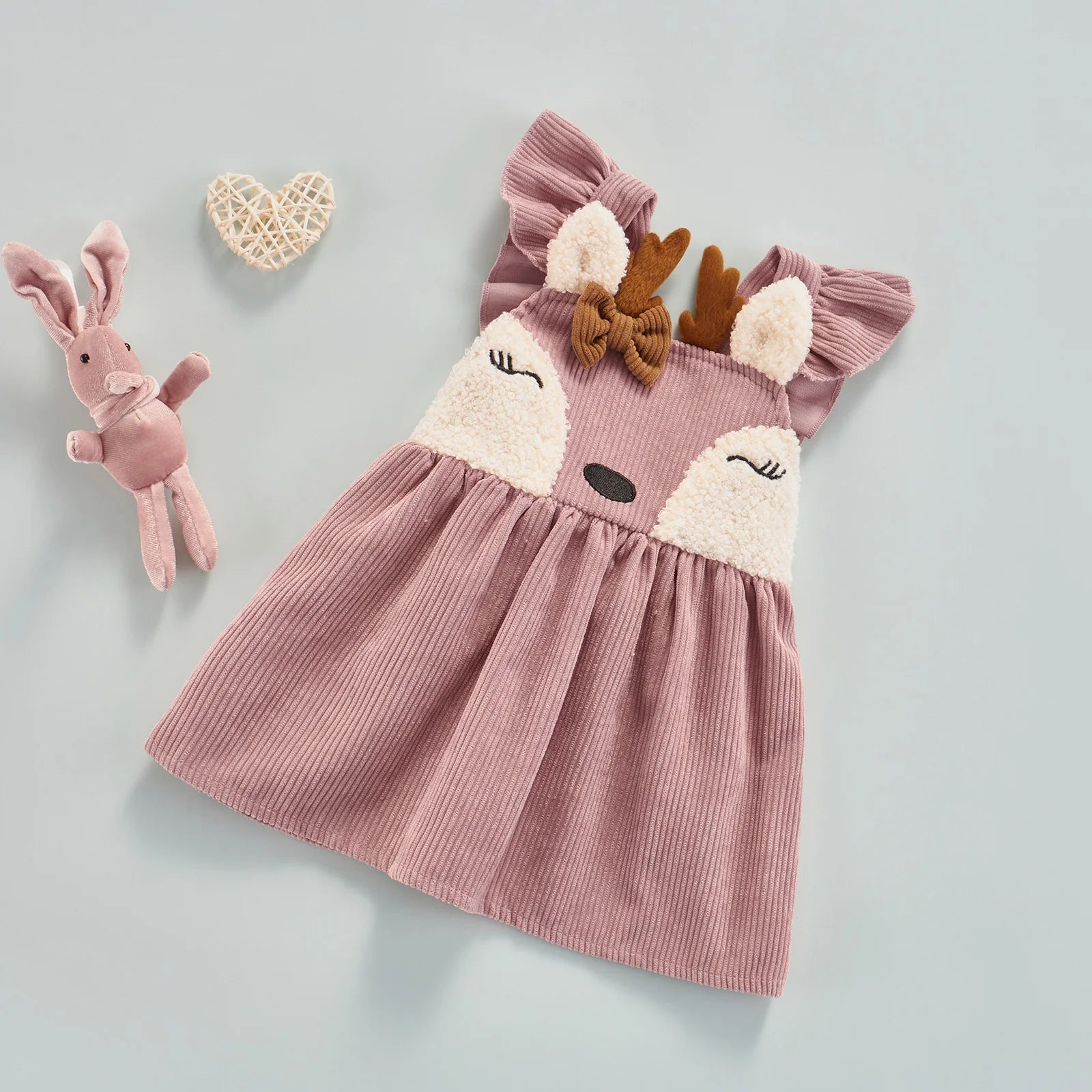 Baby Girl Cartoon Designed Corduroy Mini Dress