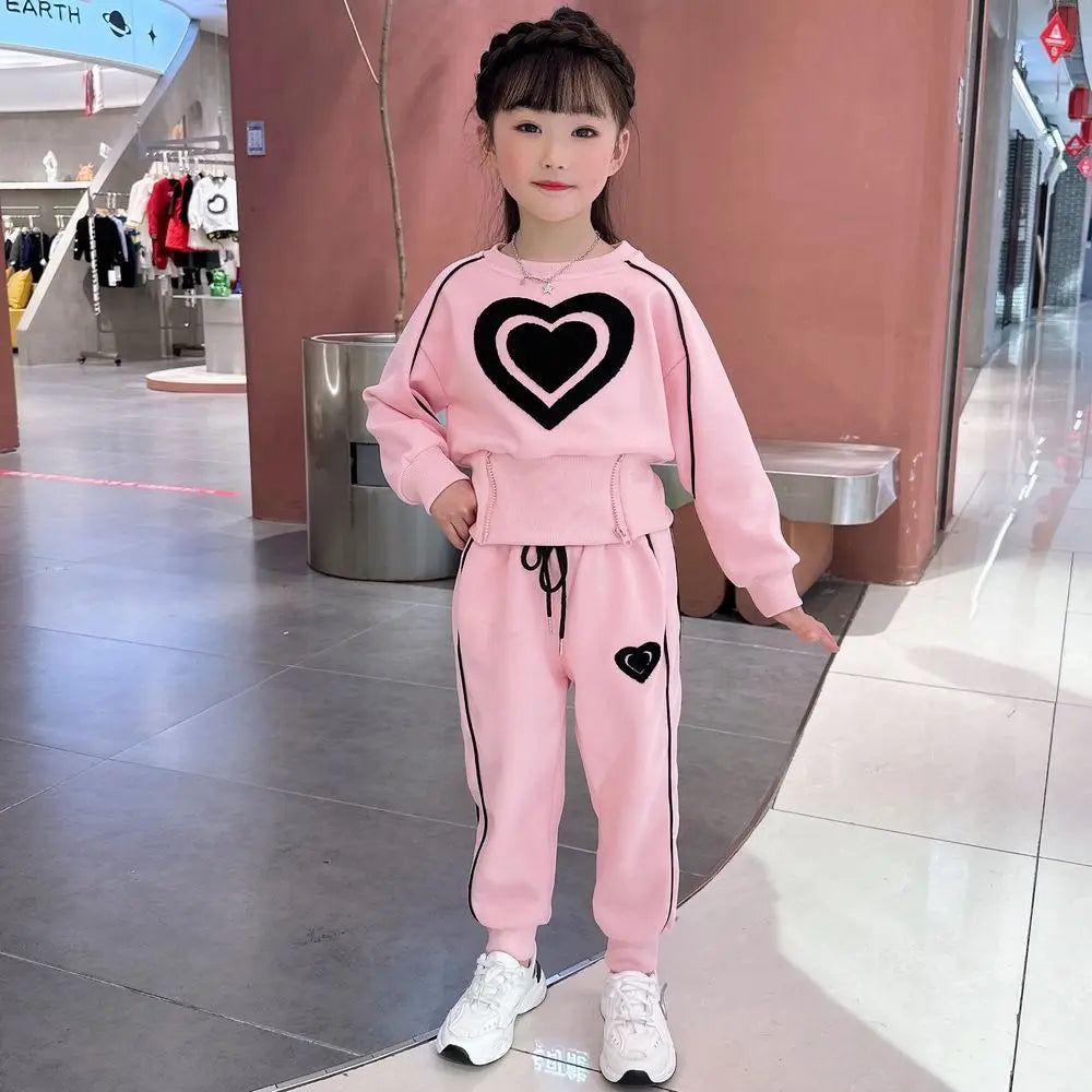Girls Heart Design Long Sleeves Autumn Clothing Set childrensterritory