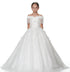 Floral Off Shoulder Kid Girl Baptism Gown with Crystals Tassel childrensterritory