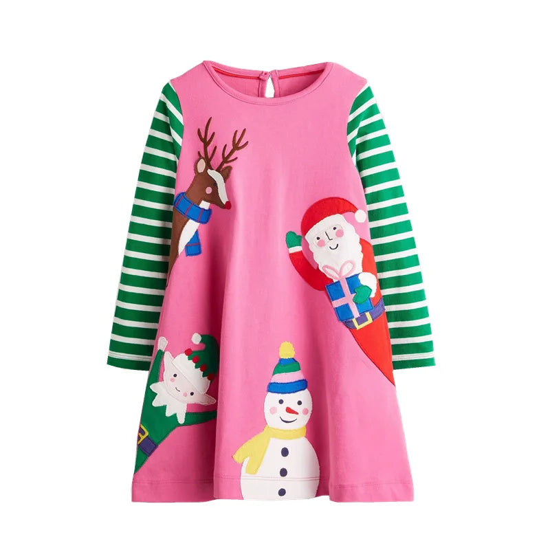 Animals Cartoon Embroidered Design Casual Dresses for Girls childrensterritory