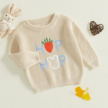 Toddler Girls Letter Print Knitted Warm Autumn Sweaters childrensterritory