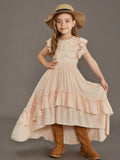 Kids Girls Stylish Lace Design Cotton Bohemia Long Dresses childrensterritory