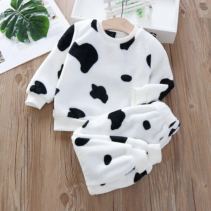 Girls Cartoon Design Long Sleeves Warm Clothing Set childrensterritory