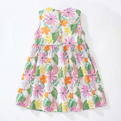 Little Girls Casual Sleeveless Floral Dress For Summer childrensterritory