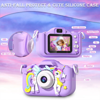 1080P HD Cartoon Unicorn Design Kids Mini Camera childrensterritory