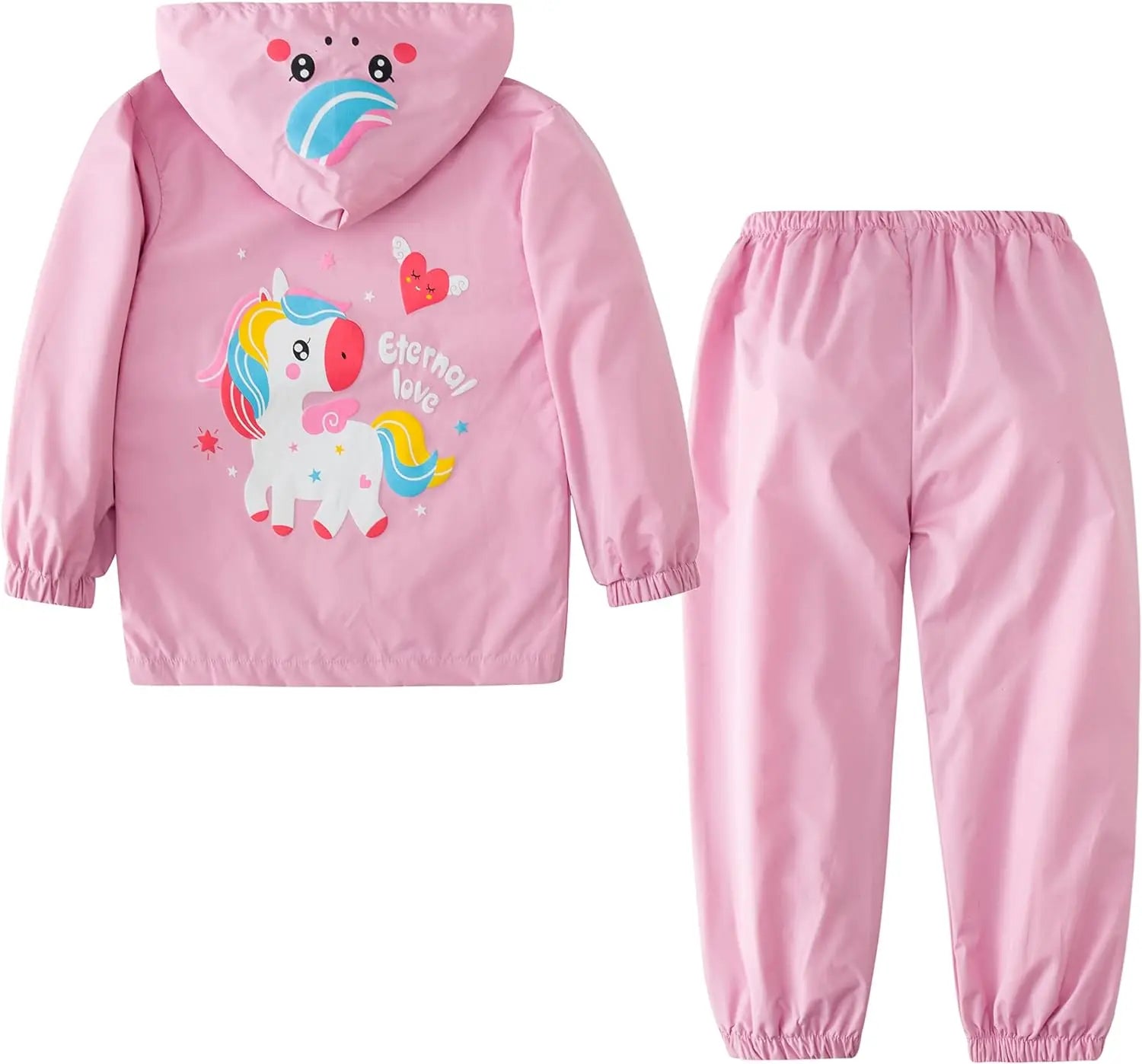 Kids' Long-Sleeved Cartoon Print Waterproof Clothing Set