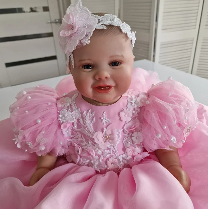 Little Girls Fluffy Tulle First Birthday Dress with Bow